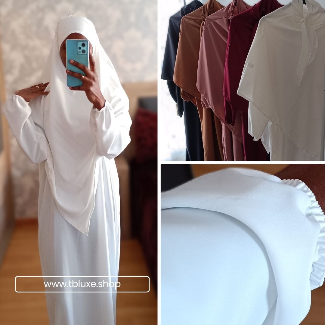 Abaya con khimar tela Seda Medina