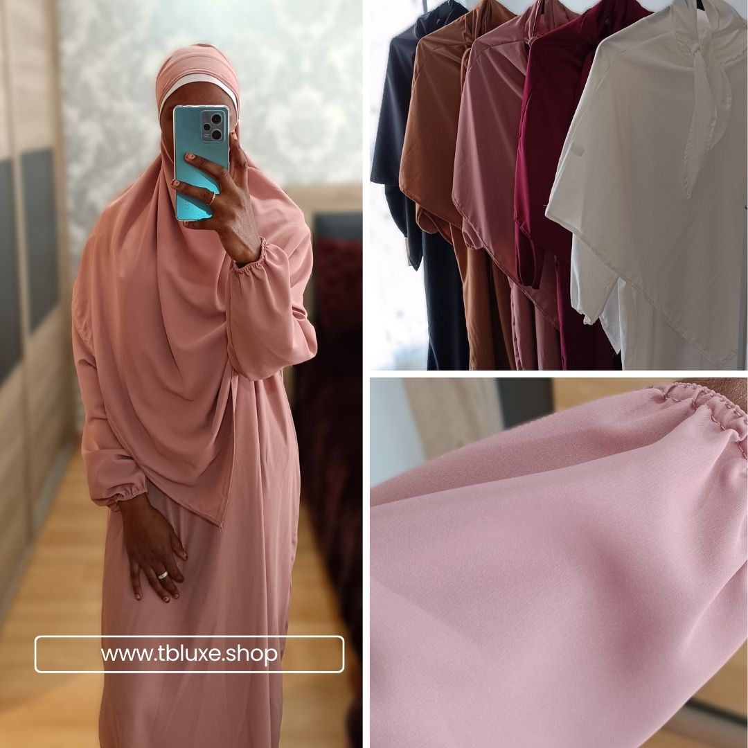 Abaya con khimar tela Seda Medina