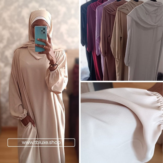 Abaya con hijab integrado tela Seda Medina