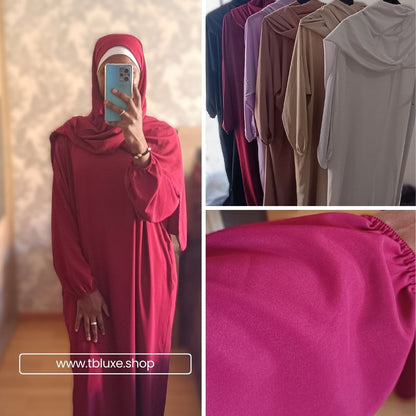 Abaya con hijab integrado tela Seda Medina