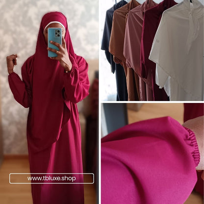 Abaya con khimar tela Seda Medina