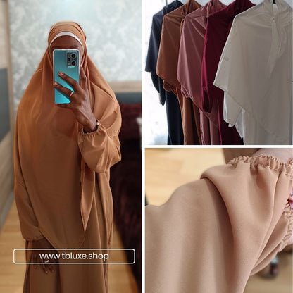 Abaya con khimar tela Seda Medina