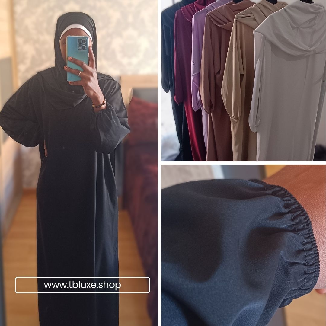 Abaya con hijab integrado tela Seda Medina