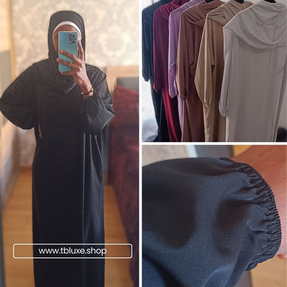 Abaya con hijab integrado tela Seda Medina