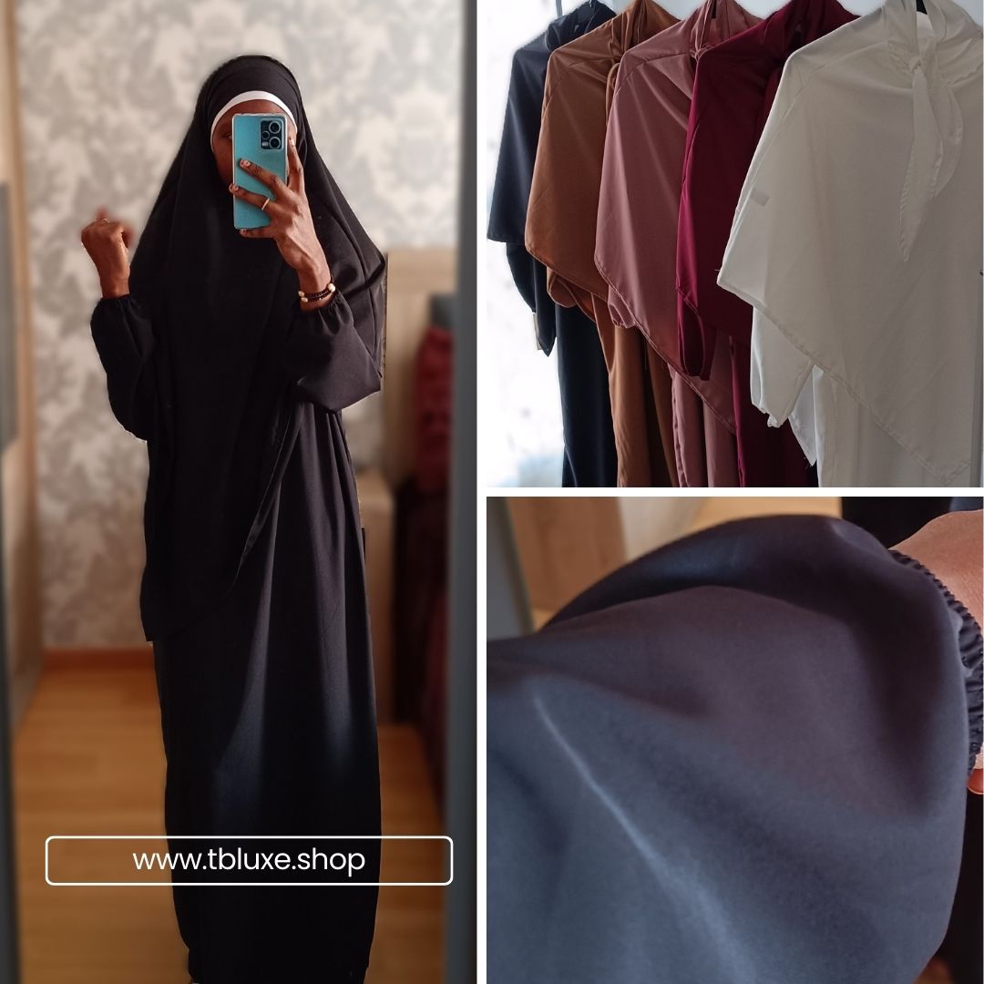 Abaya con khimar tela Seda Medina