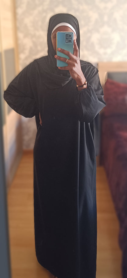 Abaya con hijab integrado tela Seda Medina