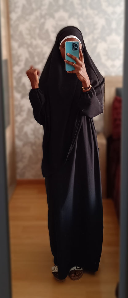 Abaya con khimar tela Seda Medina