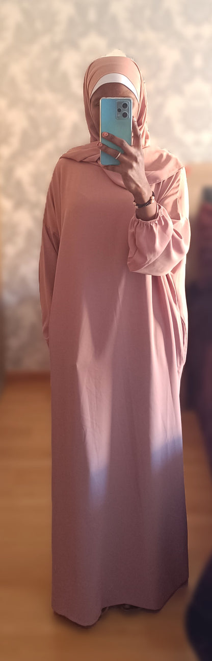 Abaya con hijab integrado tela Seda Medina
