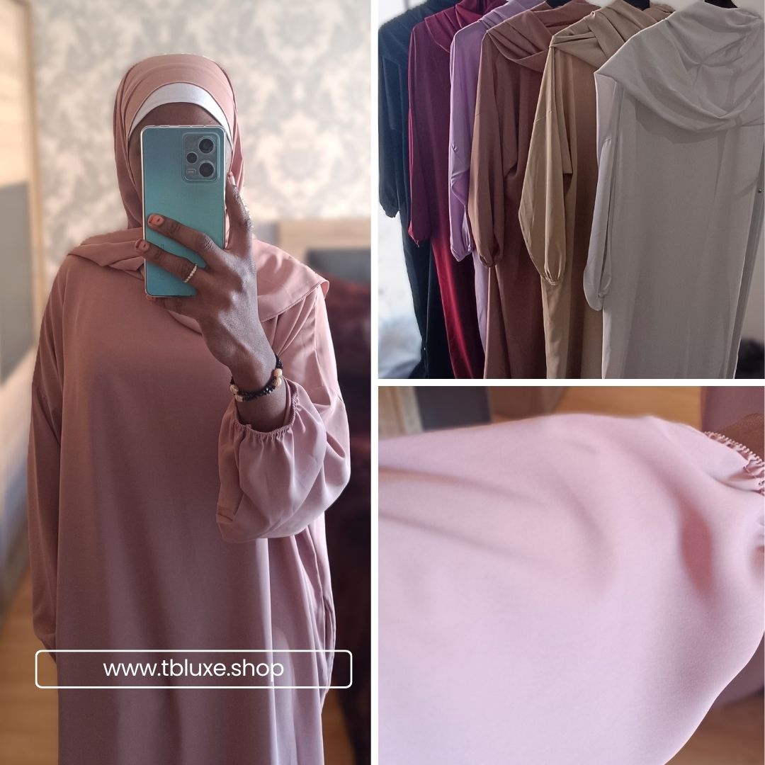Abaya con hijab integrado tela Seda Medina