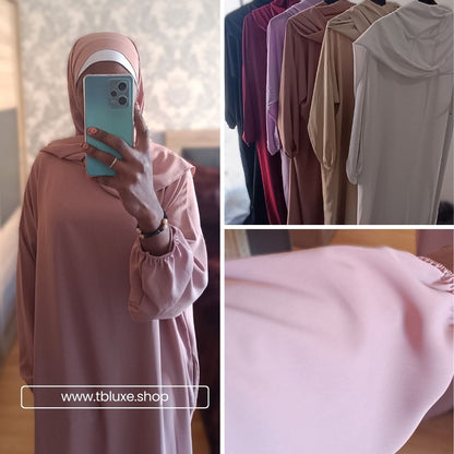 Abaya con hijab integrado tela Seda Medina